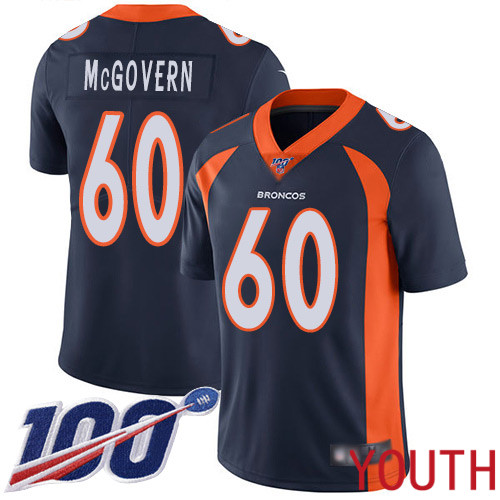 Youth Denver Broncos 60 Connor McGovern Navy Blue Alternate Vapor Untouchable Limited Player 100th Season Football NFL Jersey